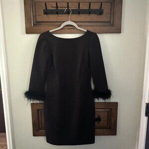 Eliza J black dress with feathers, Holiday/Cocktail/Evening dress, NWT Size 6